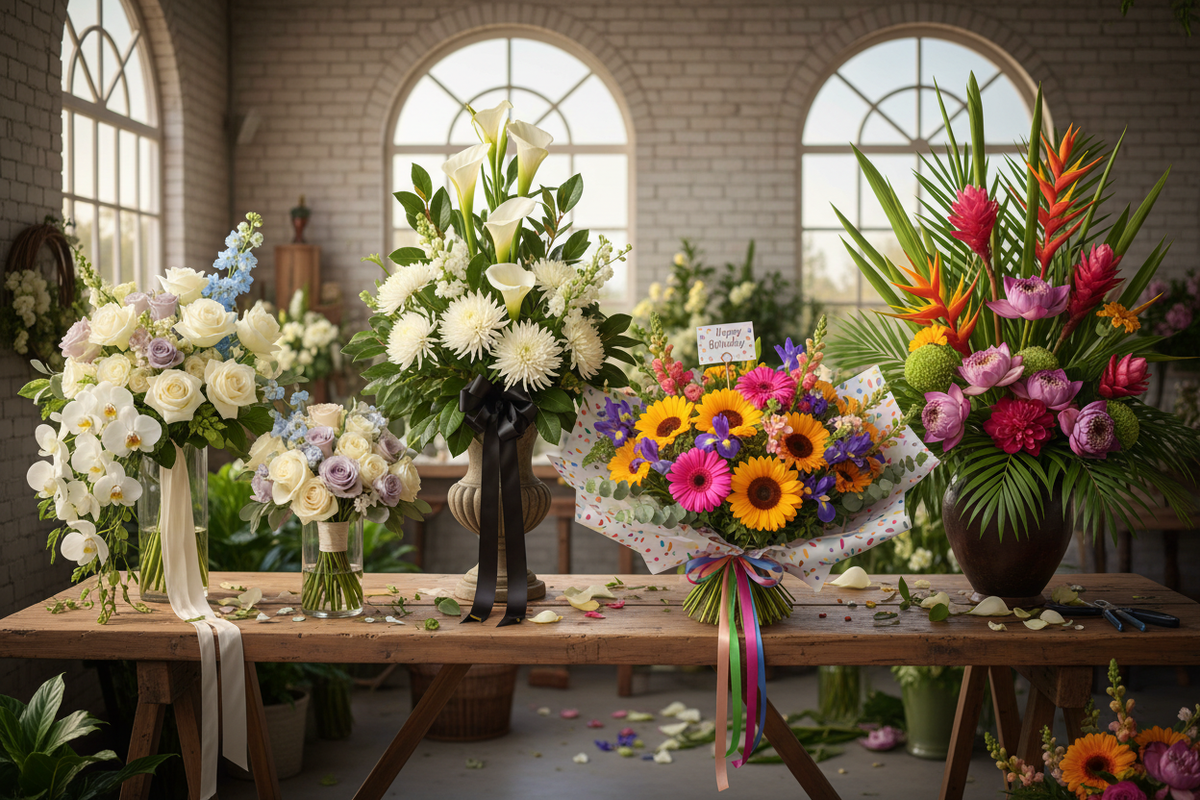 Beautiful fresh flowers for every occasion. Wedding bouquets, funeral arrangements, birthday gifts, seasonal displays. Express emotions with stunning florals!