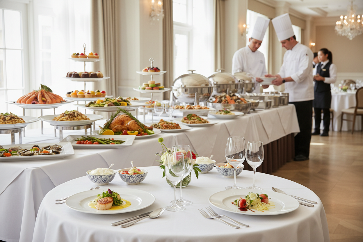 Professional catering services for all occasions. Fresh cuisine, exceptional presentation, reliable service. From intimate dinners to large events. Call today!