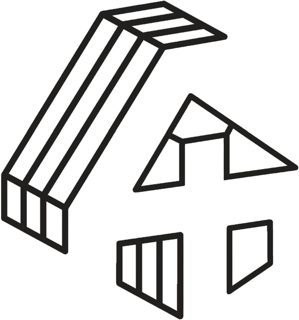 Black and white icon of a diving board with a triangle and rectangular shapes.