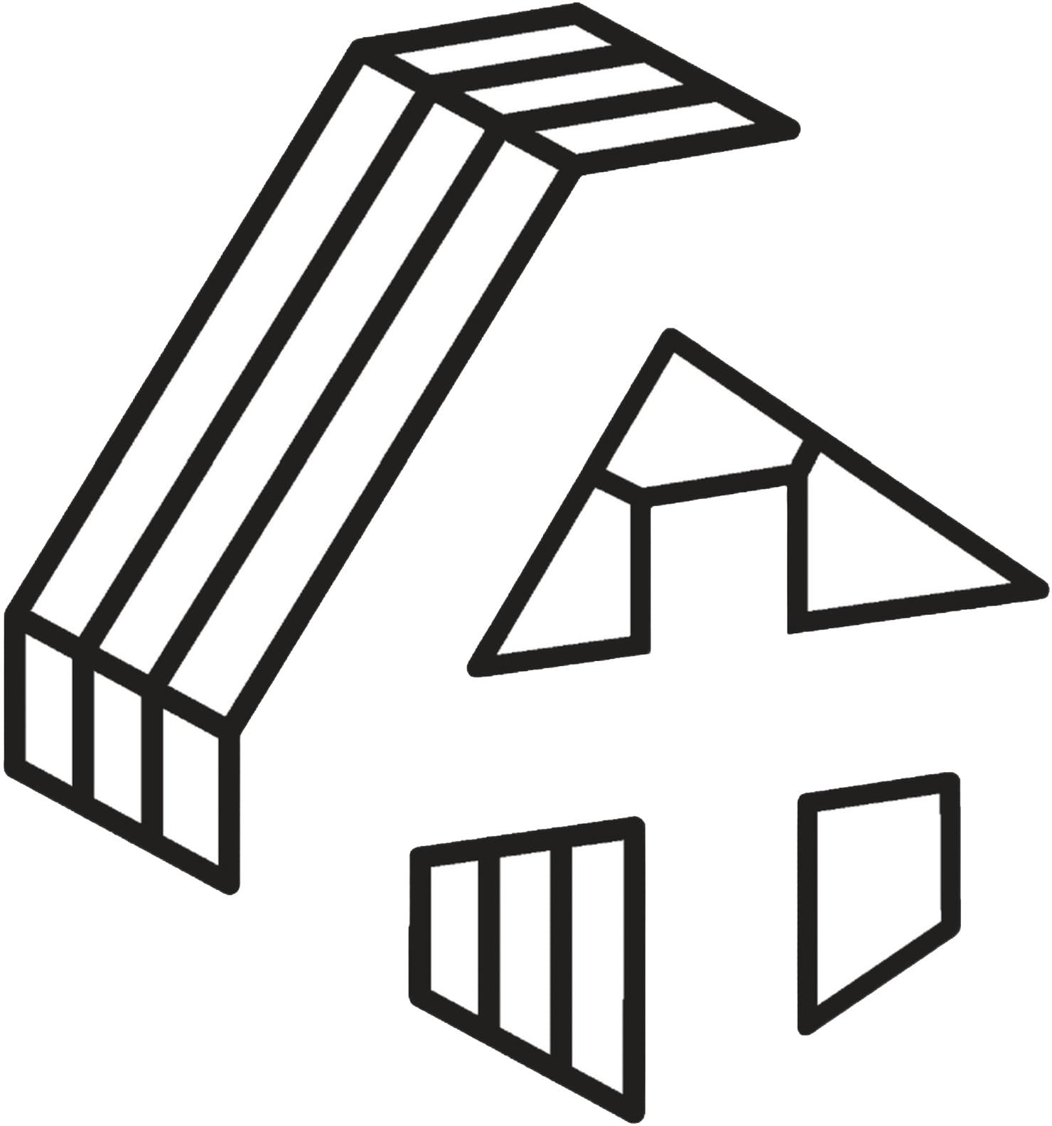 Black and white icon of a diving board with a triangle and rectangular shapes.
