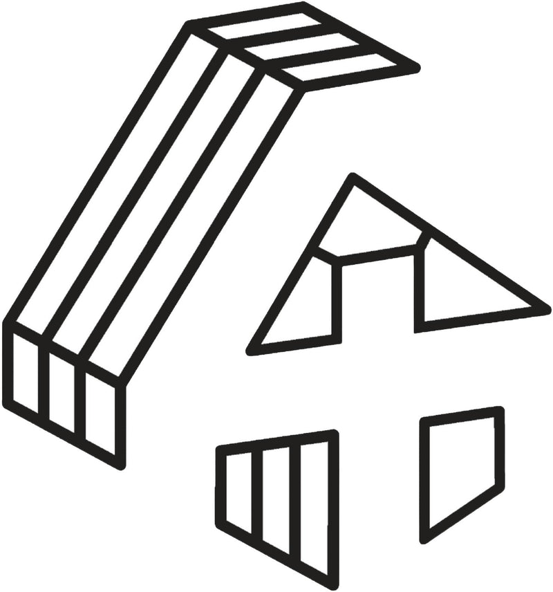 Black and white icon of a diving board with a triangle and rectangular shapes.