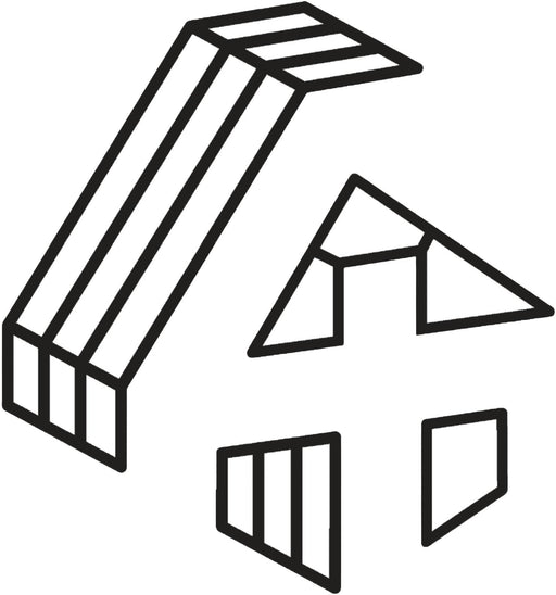 Black and white icon of a diving board with a triangle and rectangular shapes.