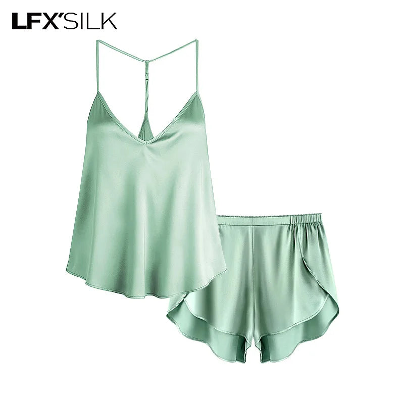 52025 Women’s 100% Mulberry Silk Camisole & Panty Set — Relaxed Fit, Natural Luxury & Exceptional Comfort. Pure Silk Loungewear
