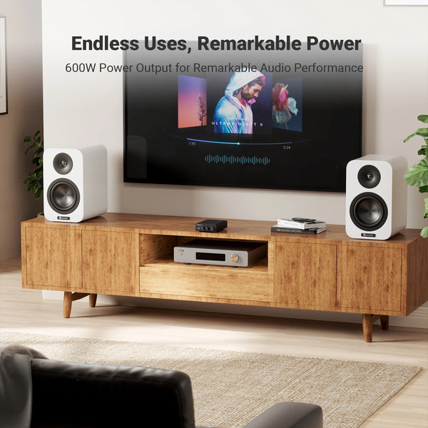 ឧបករណ៍ពង្រីកសំឡេង Fosi Audio Upgrade 600W Digtal HiFi Sound Power Amplifier TPA3255 Class D Stereo Amp ជាមួយនឹង Treble និង Bass សម្រាប់ឧបករណ៍បំពងសម្លេង Home Theater