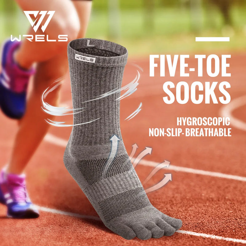 WRELS 1/2/3 Pairs Toe Socks Cotton Athletic Running Five Finger Socks Cushion Socks Sweat-Absorbing Breathable 5 Finger Socks