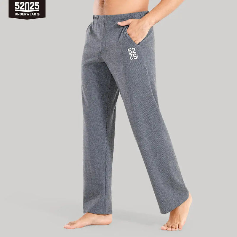 52025 Men's Organic Cotton Pants – Comfortable Lounge Sweatpants for Home & Leisure. Soft, Breathable, and Thick Striped Pants