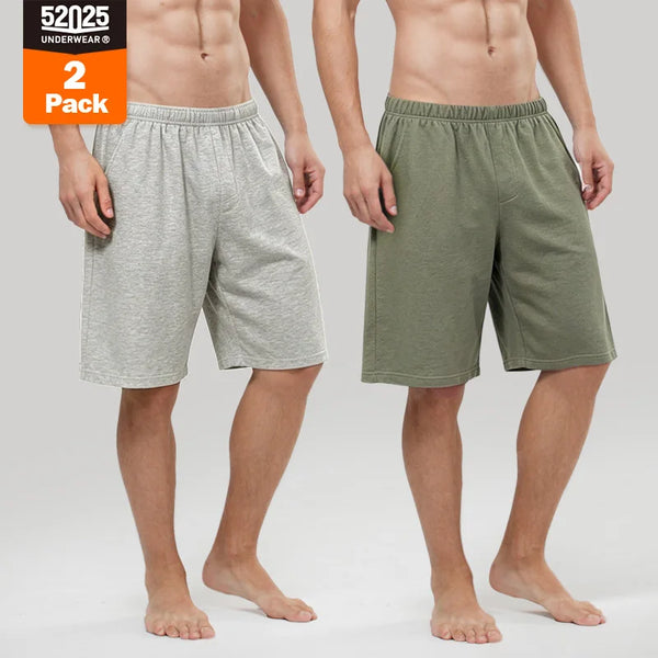 52025 Men's 100% Cotton Pajama Shorts (2-Pack) – Relaxed Fit Lounge Shorts with Side Pockets and Breathable All-Day Comfort