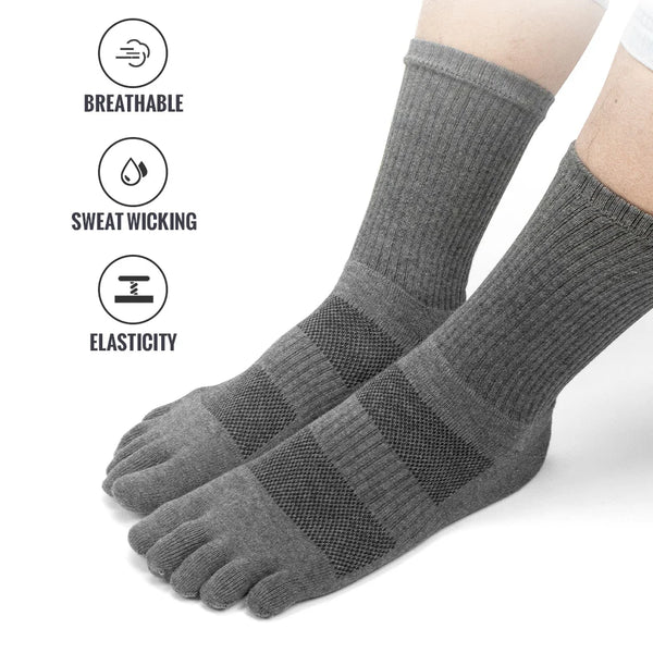 WRELS 1/2/3 Pairs Toe Socks Cotton Athletic Running Five Finger Socks Cushion Socks Sweat-Absorbing Breathable 5 Finger Socks
