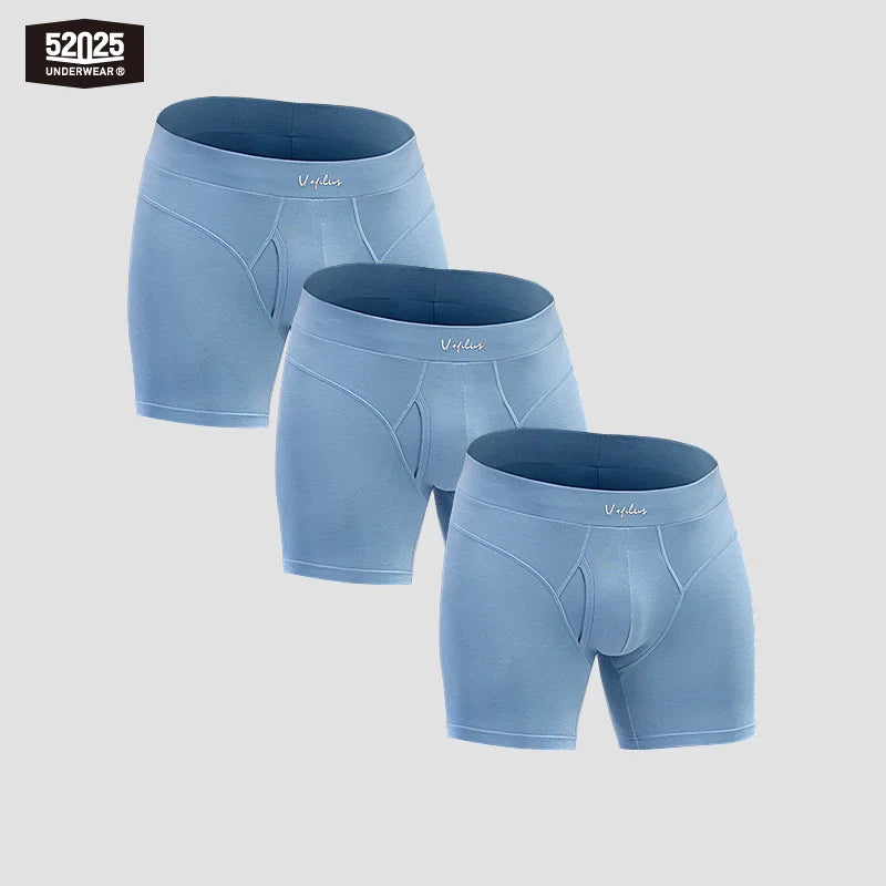 52025 Men's Cotton Modal Boxer Briefs (3-Pack) – Lightweight Breathable Underwear, Modern Fit and Exceptional Everyday Comfort
