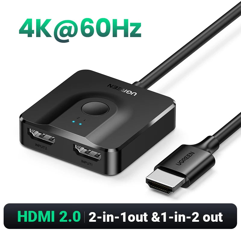 UGREEN HDMI 2.1 Splitter Switch 8K 60Hz 4K120Hz 2 in 1 out for TV Xiaomi Xbox Series X PS5 HDMI-compatible Monitor HDMI Switcher