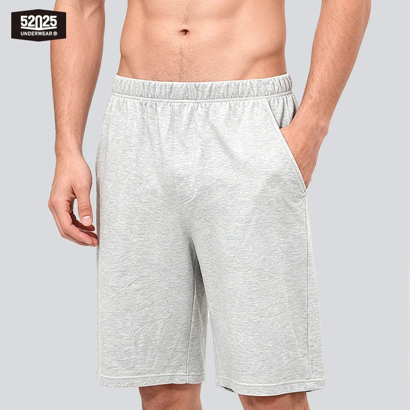 52025 Men's 100% Cotton Pajama Shorts – Relaxed Fit Lounge Shorts with Side Pockets and Breathable All-Day Comfort