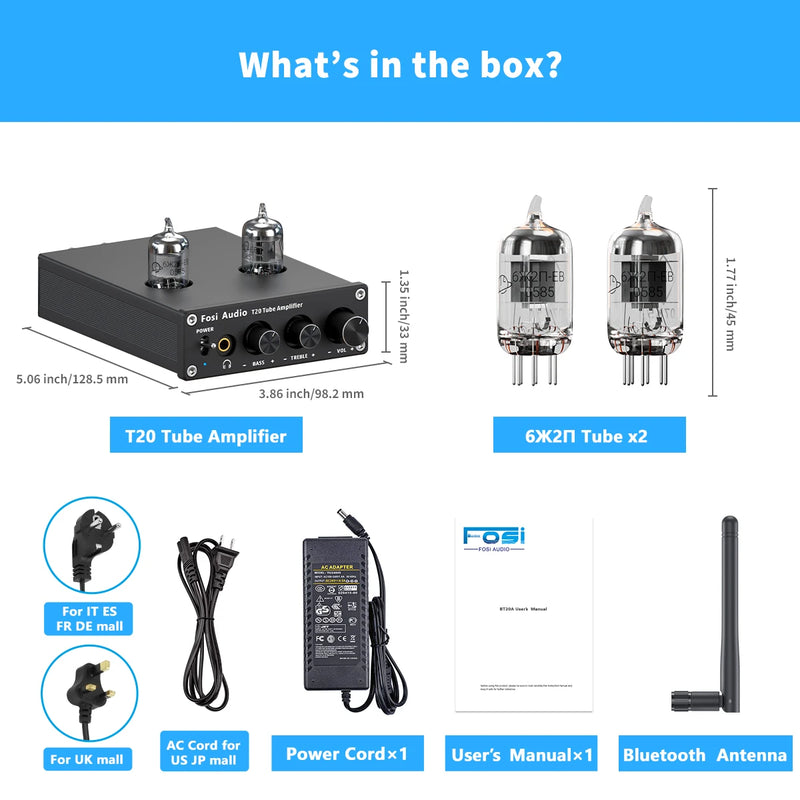 ឧបករណ៍បំពងសម្លេងបំពង់ Fosi Audio ប៊្លូធូសស្តេរ៉េអូ TPA3116D2 ឧបករណ៍បំពងសម្លេងចល័តសម្រាប់កាសស្តាប់ត្រចៀកសម្រាប់ឧបករណ៍បំពងសម្លេងអកម្មនៅផ្ទះ 50W