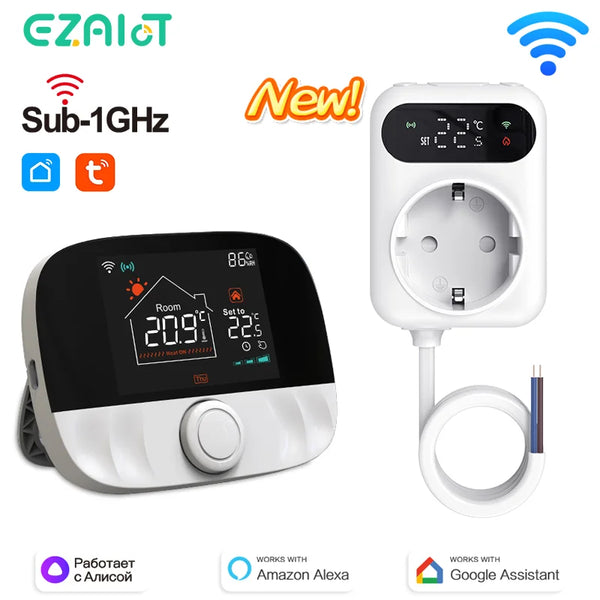Tuya WiFi Smart Thermostat Water Gas Boiler RF433 Wireless Temperature Controller Socket Receiver Voice Alexa Google Home Alice