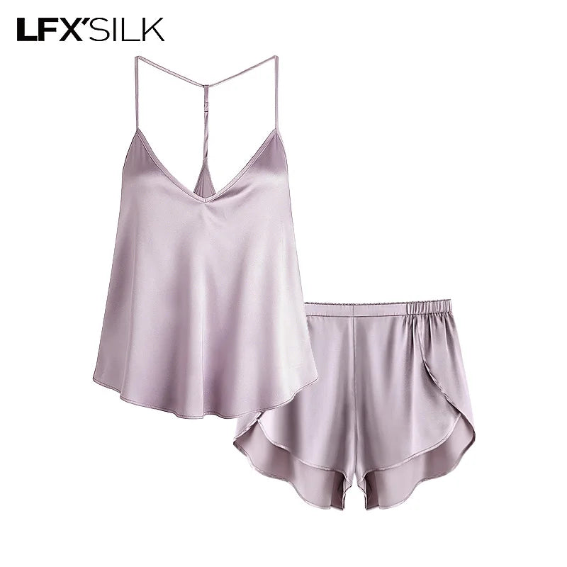 52025 Women’s 100% Mulberry Silk Camisole & Panty Set — Relaxed Fit, Natural Luxury & Exceptional Comfort. Pure Silk Loungewear