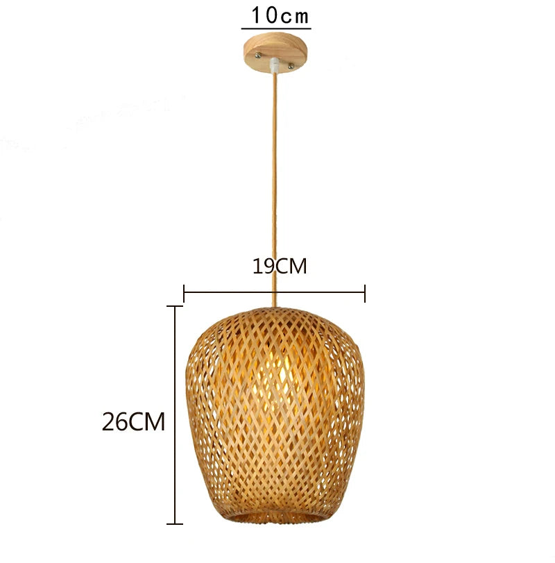Bamboo Pendant Lamp Hand Knitted Chinese Style Weaving Hanging Lamps 18/19/30cm Restaurant Home Decor Lighting Fixtures
