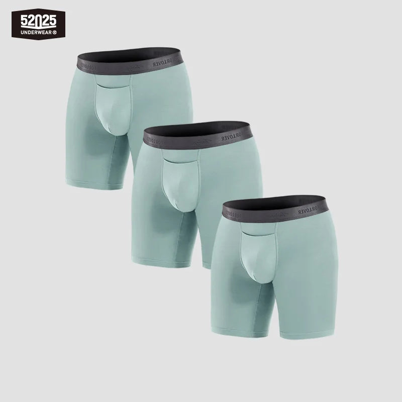 52025 Men's Micromodal Boxer Briefs 8" (3-Pack) – Silky-Smooth Boxers with Extended Coverage, Open Fly and Second-Skin Comfort