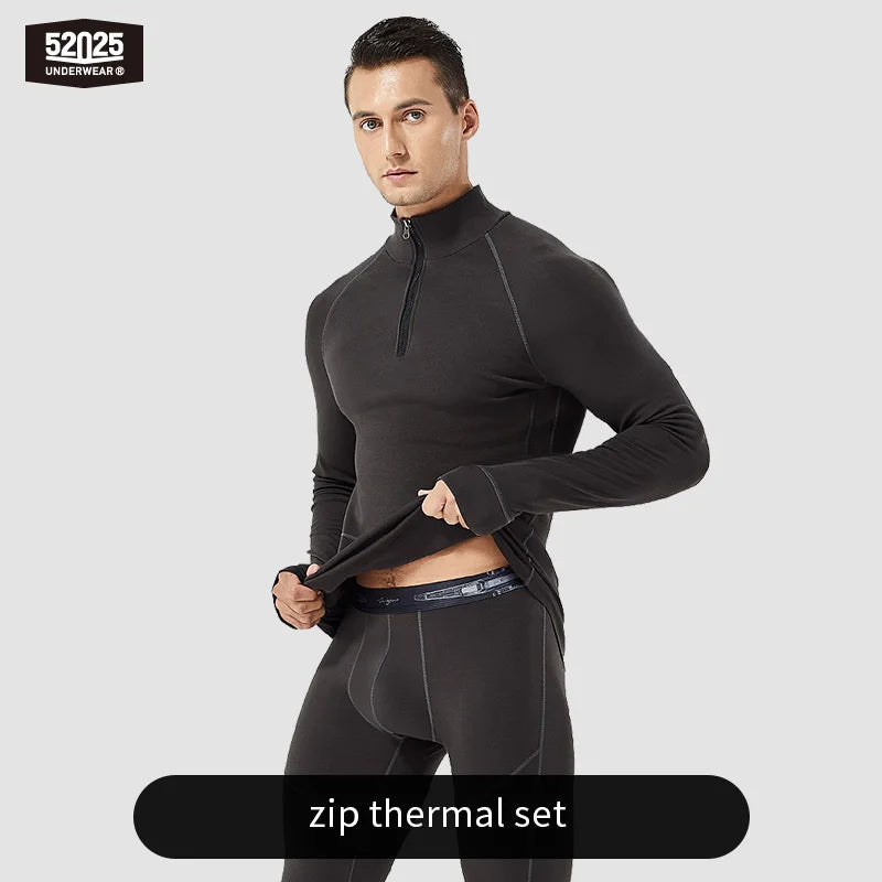 52025 Premium Zip Thermal Underwear – Multi-Layer Warmth, Functional Zip-Neck, Thumbhole Sleeves and a Merino Wool Blend