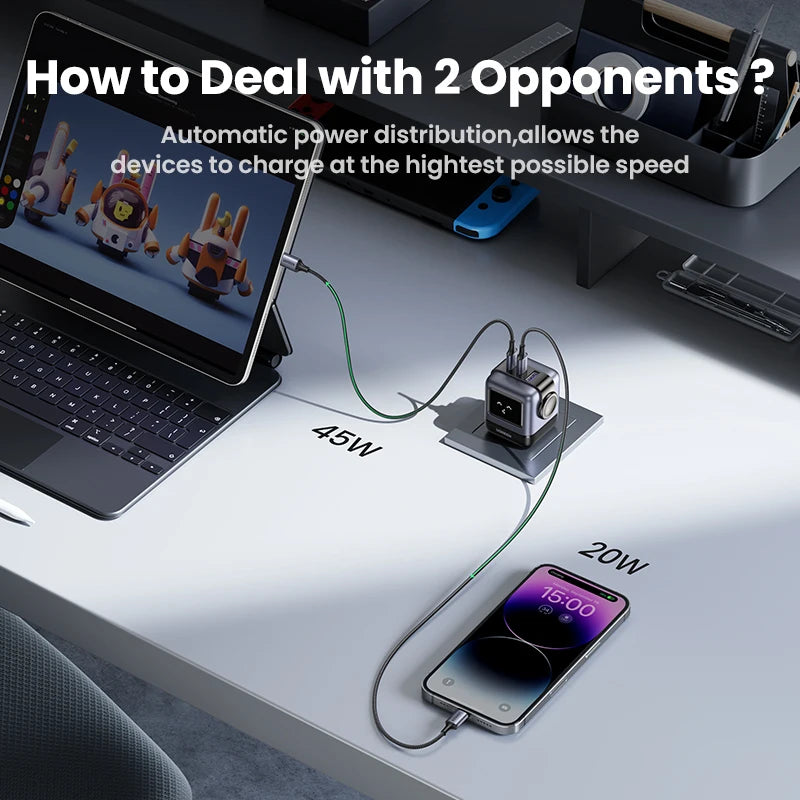 【US Plug】UGREEN 65W 30W GaN Charger Robot Design PD3.0 Fast Charger QC4.0 3.0 PPS for iPhone 17 16 15 Pro Macbook Laptop Table
