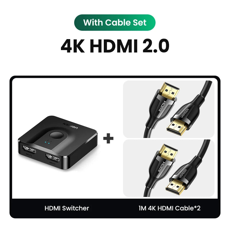UGREEN HDMI 2.1 Splitter Switch 8K 60Hz 4K120Hz 2 in 1 out for TV Xiaomi Xbox Series X PS5 HDMI-compatible Monitor HDMI Switcher