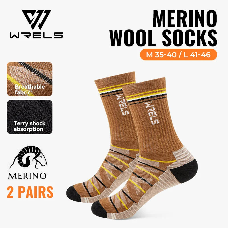 WRELS 1/2/3pairs Merino Wool Socks Thermal Warm Athletic Anti-slip Sports Socks Hiking Thick Cold Weather Men Woman Wool Socks