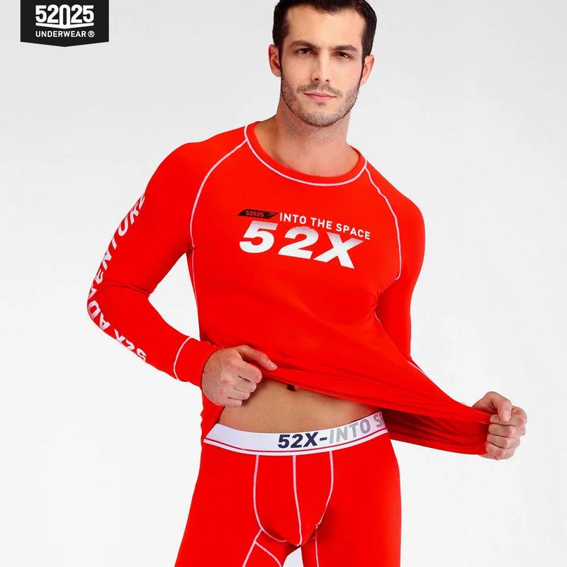52025 Men's Fleece-Lined Thermal Underwear Set – Warm Cotton-Viscose Blend, Soft Winter Comfort and Cozy Everyday Fit