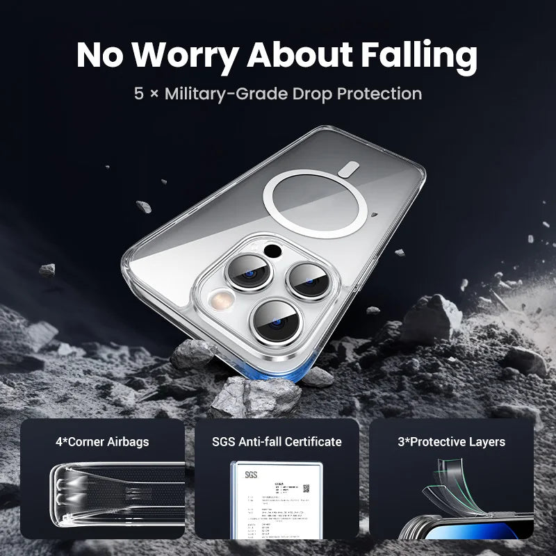 UGREEN Magnetic Case for iPhone 17 16 15 14 13 Pro Max Case Shockproof Cover for iPhone 16 Pro Max Plus 16pro Macsafe TPU Cases