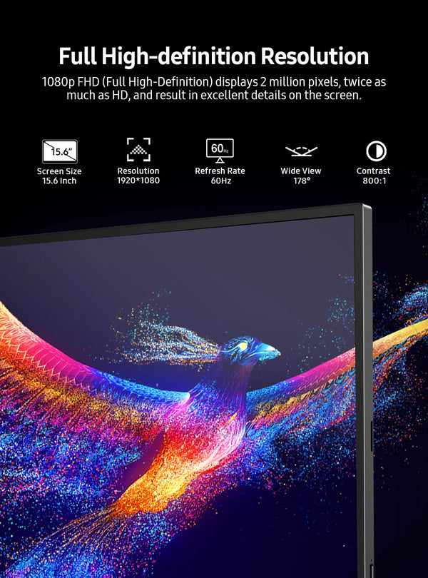 ម៉ូនីទ័រលេងហ្គេមចល័ត PERFECT 1080P អេក្រង់ប៉ះទំហំ 15.6 អ៊ីញ សម្រាប់ Xbox One X Xbox One S PlayStation 4 Pro PlayStation 4/5 Switch