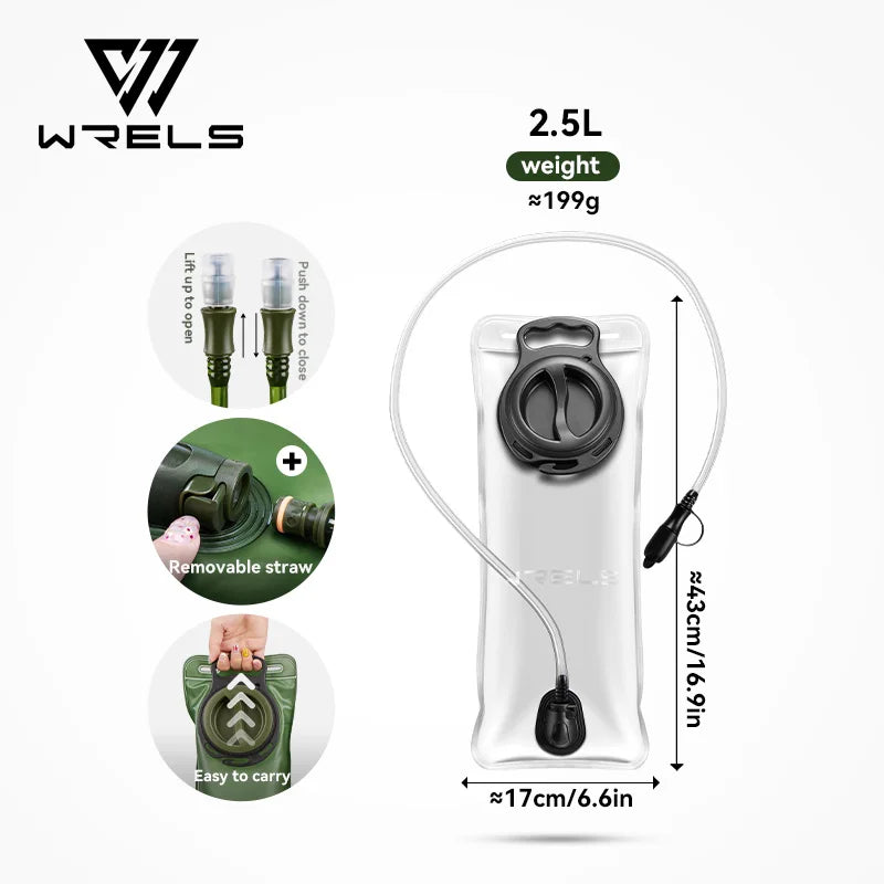 WRELS 1.5L/2L/2.5L/3L Hydration Bladder Leak Proof Water Reservoir BPA Free Water Storage Bag for Hiking Cycling Running Sports