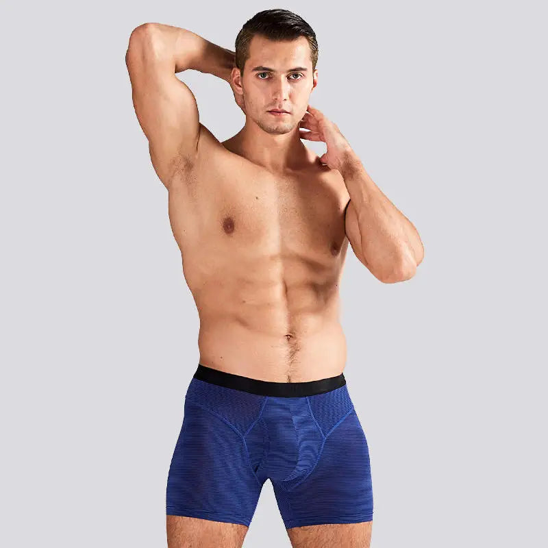 52025 Men's Performance Boxer Briefs – Hidden Stripe Texture, Quick-Dry Cooling Comfort and Sculpting Back Design