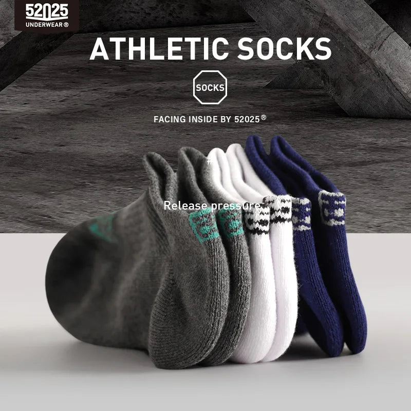 52025 Low-cut Athletic Socks 3 Pairs Breathable Cotton Sport Socks Quarter Ankle Low-rise Anti-drop Mens Socks Shorties 3pcs
