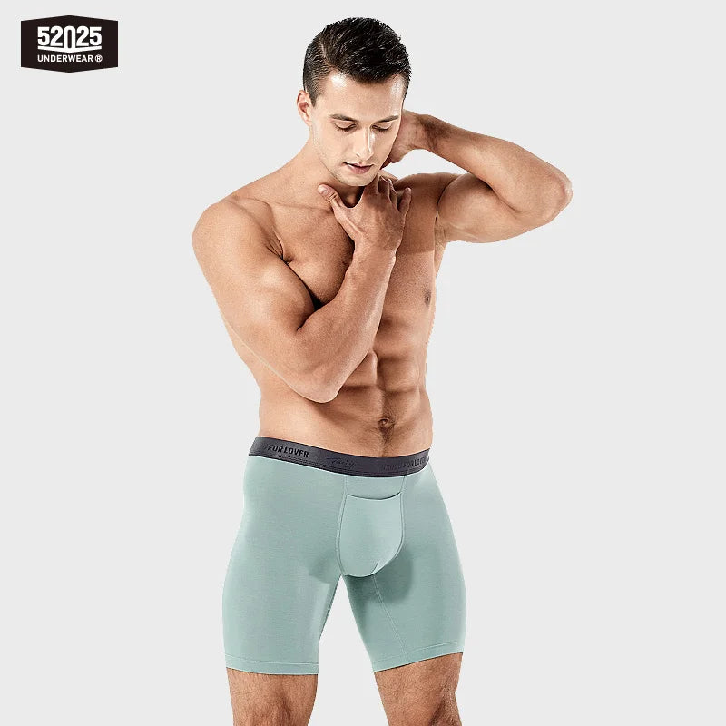 52025 Men's Micromodal Boxer Briefs 8" (3-Pack) – Silky-Smooth Boxers with Extended Coverage, Open Fly and Second-Skin Comfort
