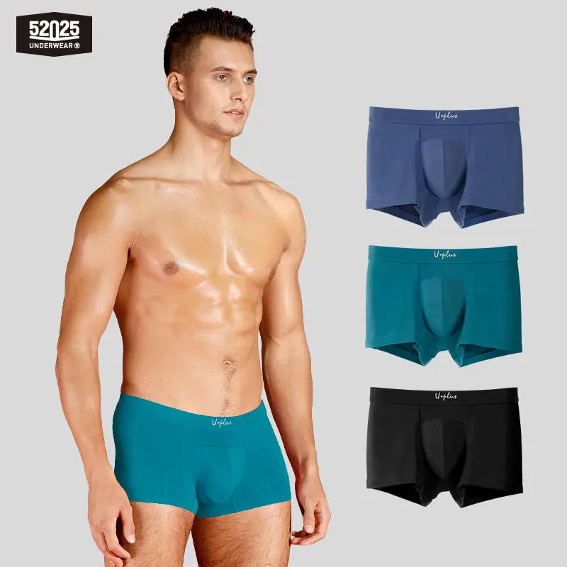 52025 Men's MicroModal Boxers (3-Pack) – Silky-Smooth Cooling Trunks with Anatomical U-Pouch Support and Second-Skin Feel
