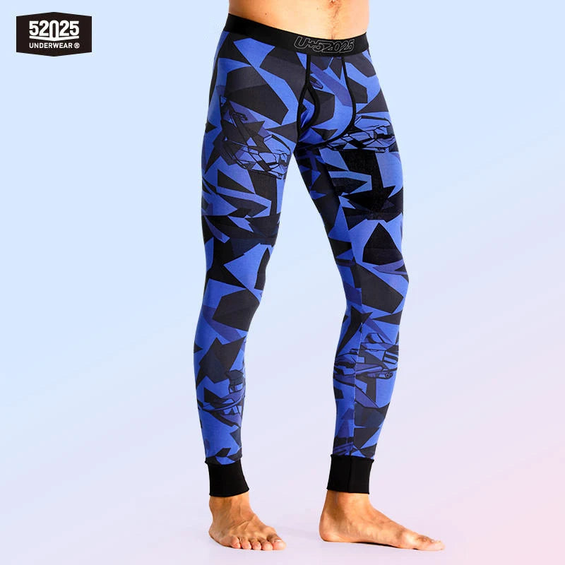 52025 Men’s Camouflage Thermal Leggings – Premium Cotton-Modal Blend with Eco-Friendly Print. Soft & Functional Men’s Pants