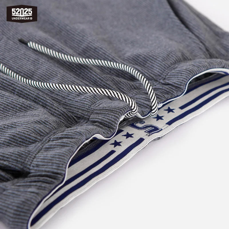 52025 Men's Organic Cotton Pants – Comfortable Lounge Sweatpants for Home & Leisure. Soft, Breathable, and Thick Striped Pants