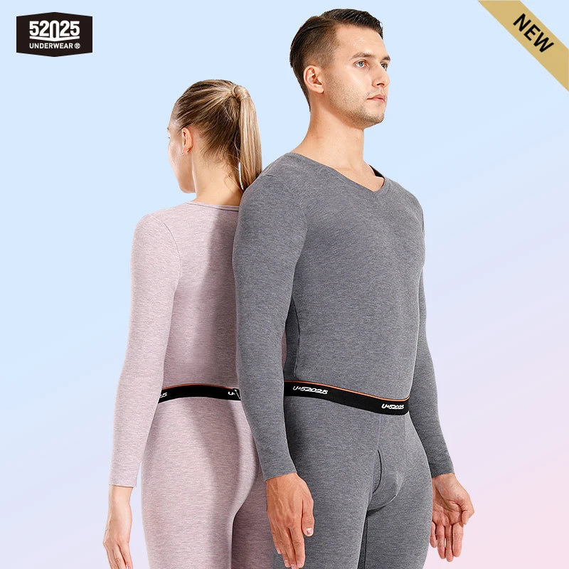 52025 Fleece-Lined Thermal Underwear – Warm, Double-Faced Two-Tone Base Layer for Men & Women with Touch of Silk and Wool