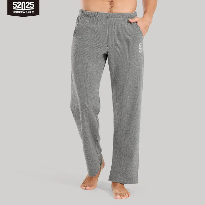 52025 Men's Organic Cotton Pants – Comfortable Lounge Sweatpants for Home & Leisure. Soft, Breathable, and Thick Striped Pants