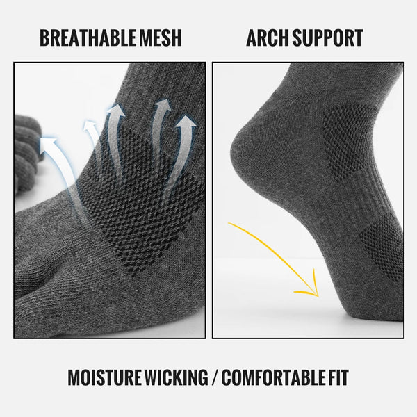 WRELS 1/2/3 Pairs Toe Socks Cotton Athletic Running Five Finger Socks Cushion Socks Sweat-Absorbing Breathable 5 Finger Socks
