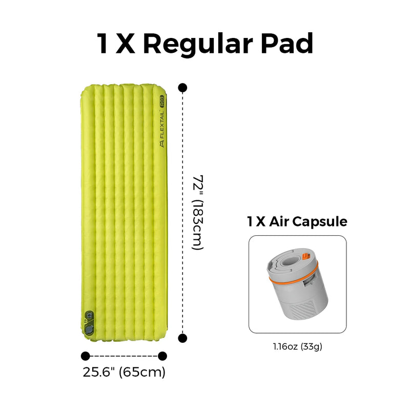 FLEXTAIL TINY SLEEPING PAD - Insulated Sleeping Pad with Built-in Pump, Automatic Inflation/Deflation, Lightweight Design