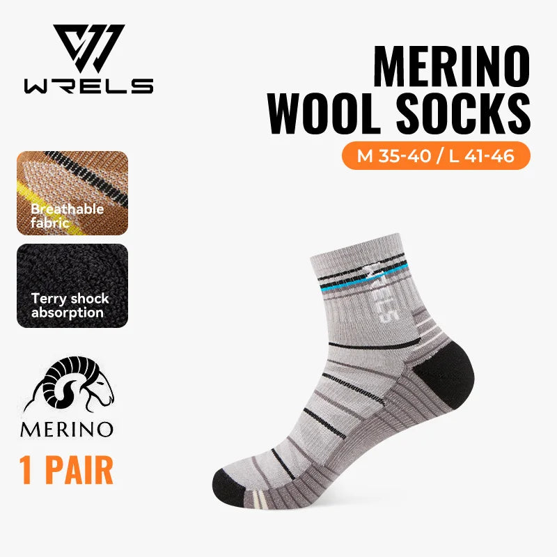 WRELS 1/2/3pairs Merino Wool Hiking Socks Thermal Winter Cushioned Moisture Wicking Socks Warm Wool Trekking Socks for Men Women