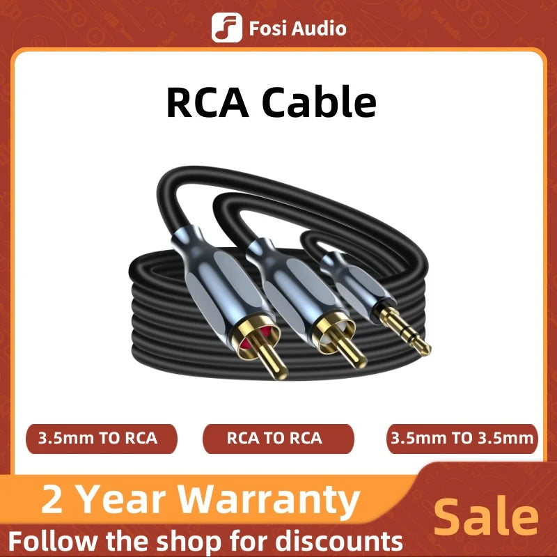 ខ្សែ Choseal RCA ខ្សែអាដាប់ទ័រ RCA AUX ទំហំ 3.5 ម.ម, ខ្សែអូឌីយ៉ូស្តេរ៉េអូ Y Splitter រចនាឡើងសម្រាប់ភ្ជាប់ចុះក្រោម និងស្រោបដោយមាសពីរស្រទាប់