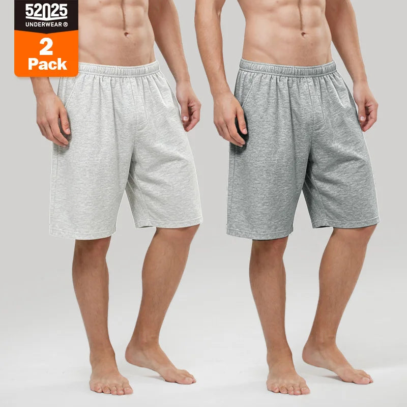 52025 Men's 100% Cotton Pajama Shorts – Relaxed Fit Lounge Shorts with Side Pockets and Breathable All-Day Comfort
