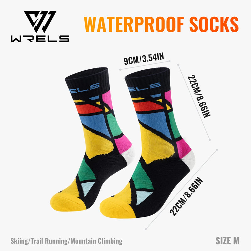 WRELS 1/2/3 Pairs Waterproof Socks Breathable Cushioned Athletic Socks Warm Anti-Slip Outdoor Wading Skiing Fishing Hiking Socks