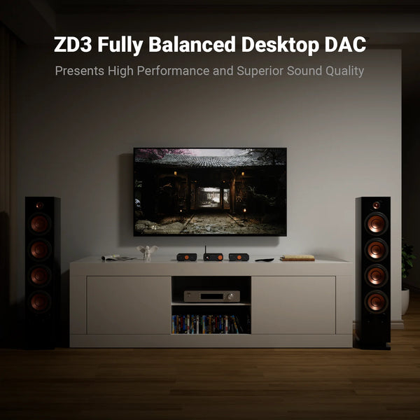 Fosi Audio ZD3 ប៊្លូធូស USB Desktop DAC ARC Input, ES9039Q2M ឧបករណ៍ឌិកូដឌីជីថលដែលមានតុល្យភាពពេញលេញសម្រាប់ឧបករណ៍ពង្រីកសំឡេងស្តេរ៉េអូជាមួយឧបករណ៍បញ្ជាពីចម្ងាយ