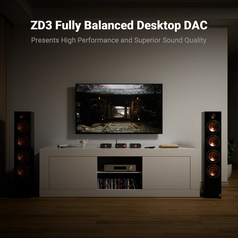 Fosi Audio ZD3 ប៊្លូធូស USB Desktop DAC ARC Input, ES9039Q2M ឧបករណ៍ឌិកូដឌីជីថលដែលមានតុល្យភាពពេញលេញសម្រាប់ឧបករណ៍ពង្រីកសំឡេងស្តេរ៉េអូជាមួយឧបករណ៍បញ្ជាពីចម្ងាយ