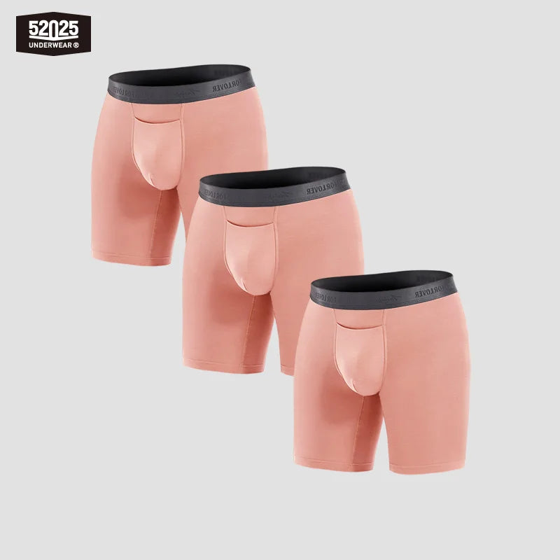 52025 Men's Micromodal Boxer Briefs 8" (3-Pack) – Silky-Smooth Boxers with Extended Coverage, Open Fly and Second-Skin Comfort