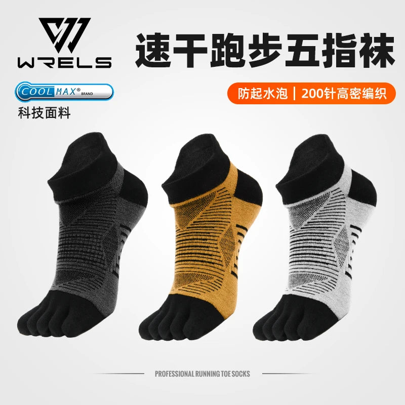 WRELS COOLMAX Five Finger Socks High Performance Athletic Toe Socks 1/3Pair Moisture Wicking Breathable Quick-Dry Five Toe Socks