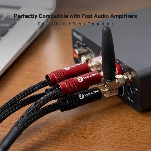 ឌុយចេក Fosi Audio 2 គូ/4 ដុំ ពណ៌ខ្មៅ និងក្រហម 24K មាស សម្រាប់ភ្ជាប់ជាមួយឧបករណ៍បំពងសម្លេង ឧបករណ៍បំពងសម្លេង និងឧបករណ៍ទទួល