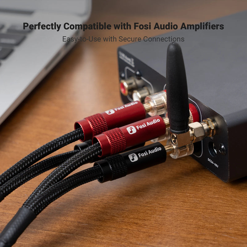 ឌុយចេក Fosi Audio 2 គូ/4 ដុំ ពណ៌ខ្មៅ និងក្រហម 24K មាស សម្រាប់ភ្ជាប់ជាមួយឧបករណ៍បំពងសម្លេង ឧបករណ៍បំពងសម្លេង និងឧបករណ៍ទទួល