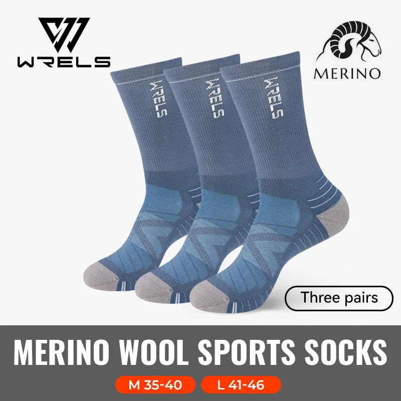 WRELS 1/2/3 Merino Wool Socks Thermal Warm Crew Winter Boot Sock Moisture Wicking Breathable Performance Thick Wool Hiking Socks