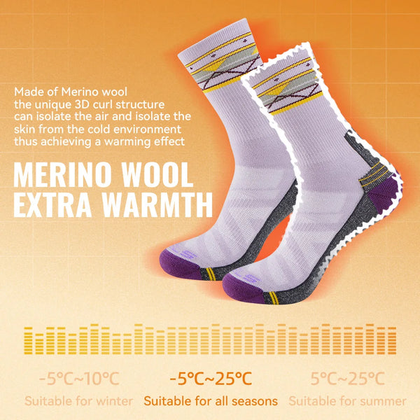 WRELS 1/2/3pairs Merino Wool Socks Hiking Running Thermal Warm Winter Cushion Socks Soft Moisture Wicking Wool Sports Socks